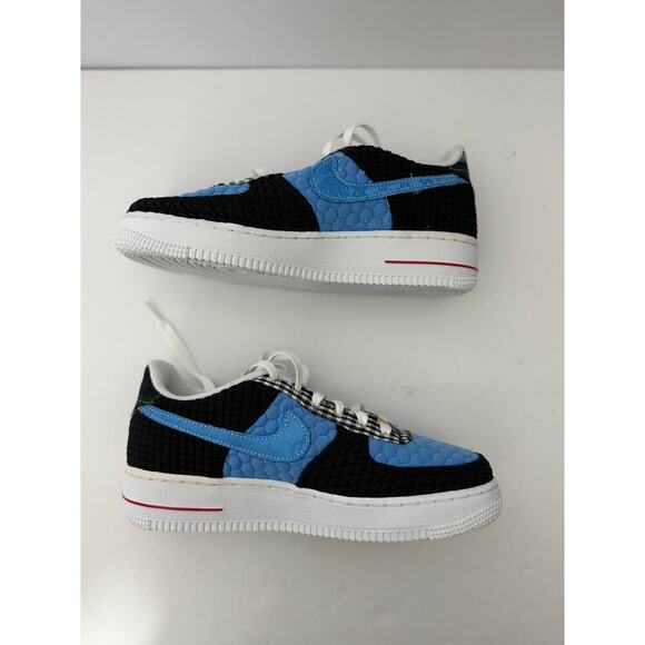 Nike Air Force 1 Low LV8 Women's 6.5 Blue Black Quilted Patchwork Sneakers RARE - Picture 3 of 5